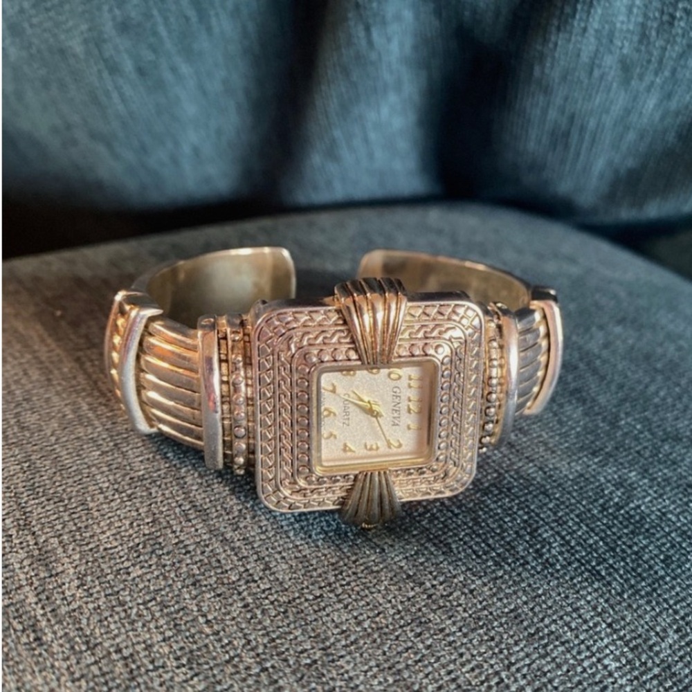 Geneva Intricate Gold and Silver Watch